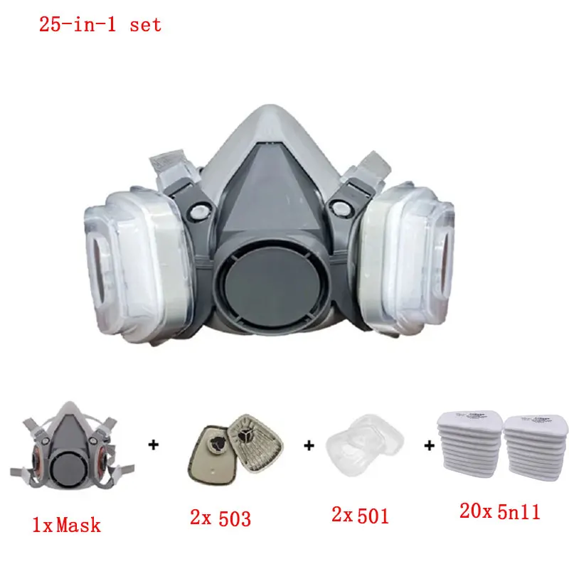 6200 Stofmasker Half Gezicht Met 503 5N11 Deeltjesfilters Bril Set Voor Industriële Arbeid Stof Verf Spray Decoratie Slijpen ﻿