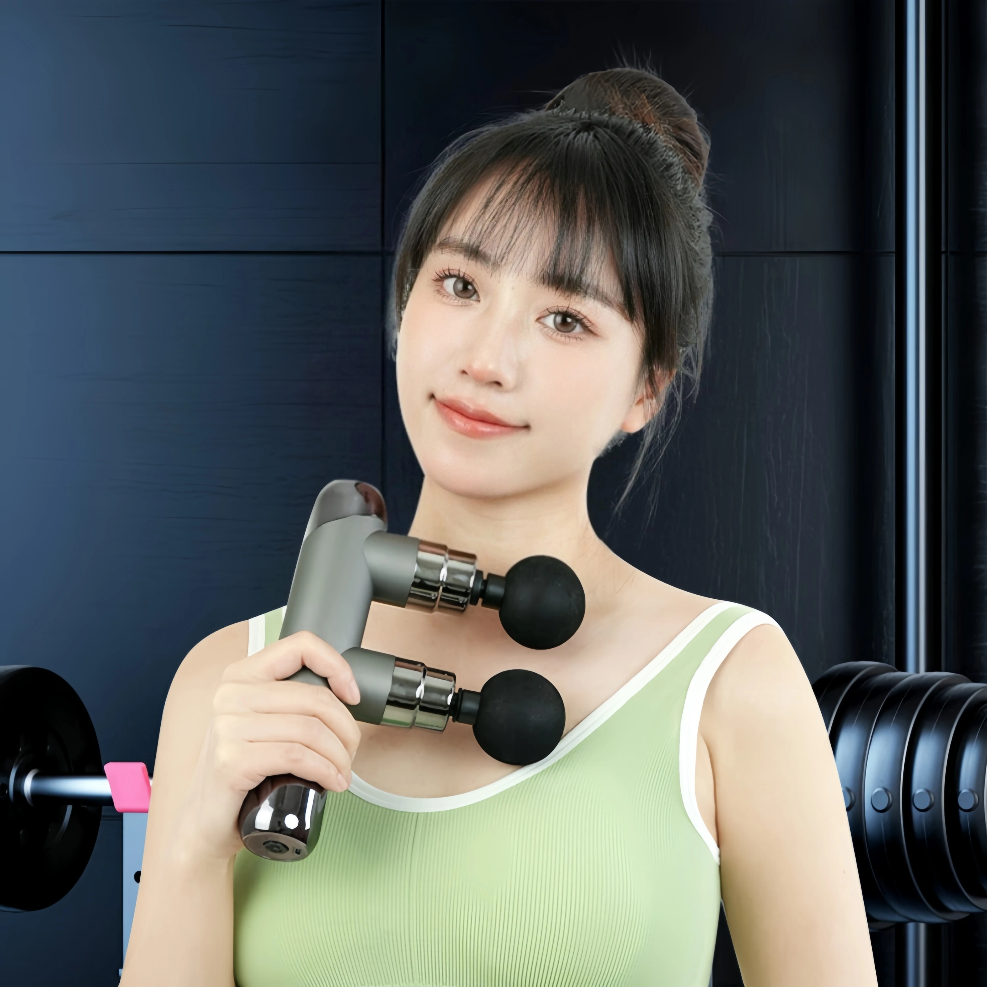 

Double head fascia gun muscle massage relieves pain, muscle membrane multifunctional relaxation, vibration fitness, electric fas