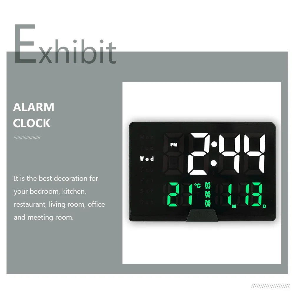

Digital Temperature Alarm Clock Home Clock LED Bedroom Clocks Desktop Electronic Housewarming Present Large Display Modern Style