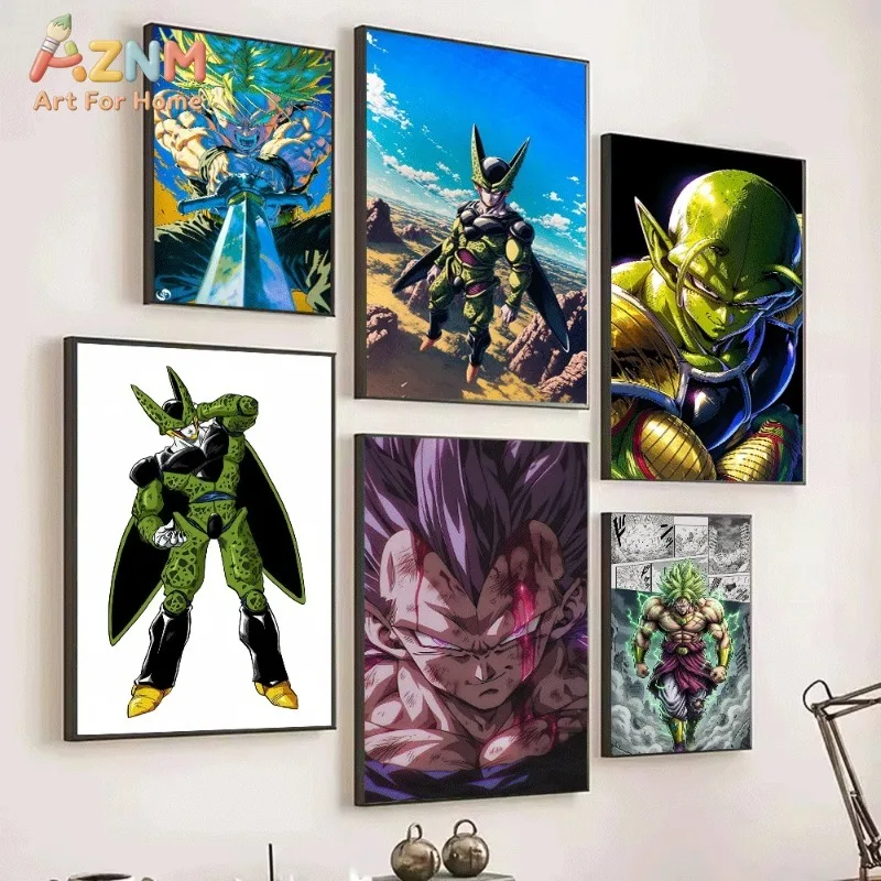 Dragon Ball Trunks Sword Canvas Wall Art Anime Super Saiyan Print Collage For Teen Boys Bedroom Gaming Dorm Wall Decor Unframed