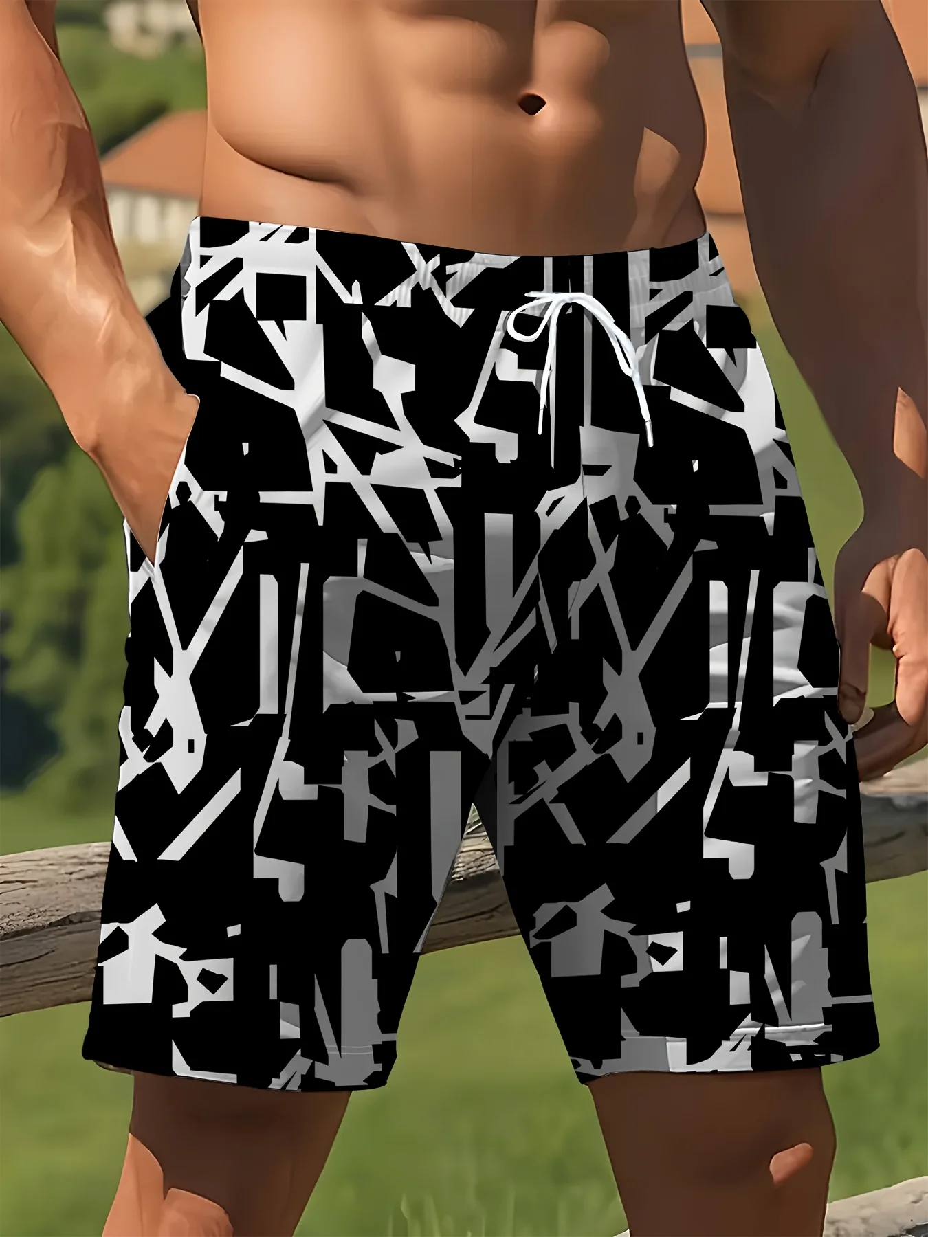 

Лето 2026, новые стильные мужские короткие брюки - дышащие легкие повседневные модные уличные мужские брюки с 3D принтом