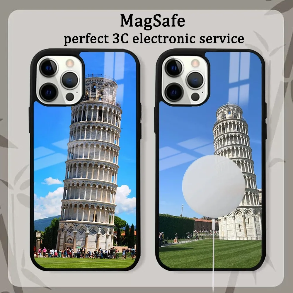 

Leaning Tower Of Pisa Phone Case For iPhone 15 14 13 12 11 Pro Max Plus Mini Mirror Magnetic Cover