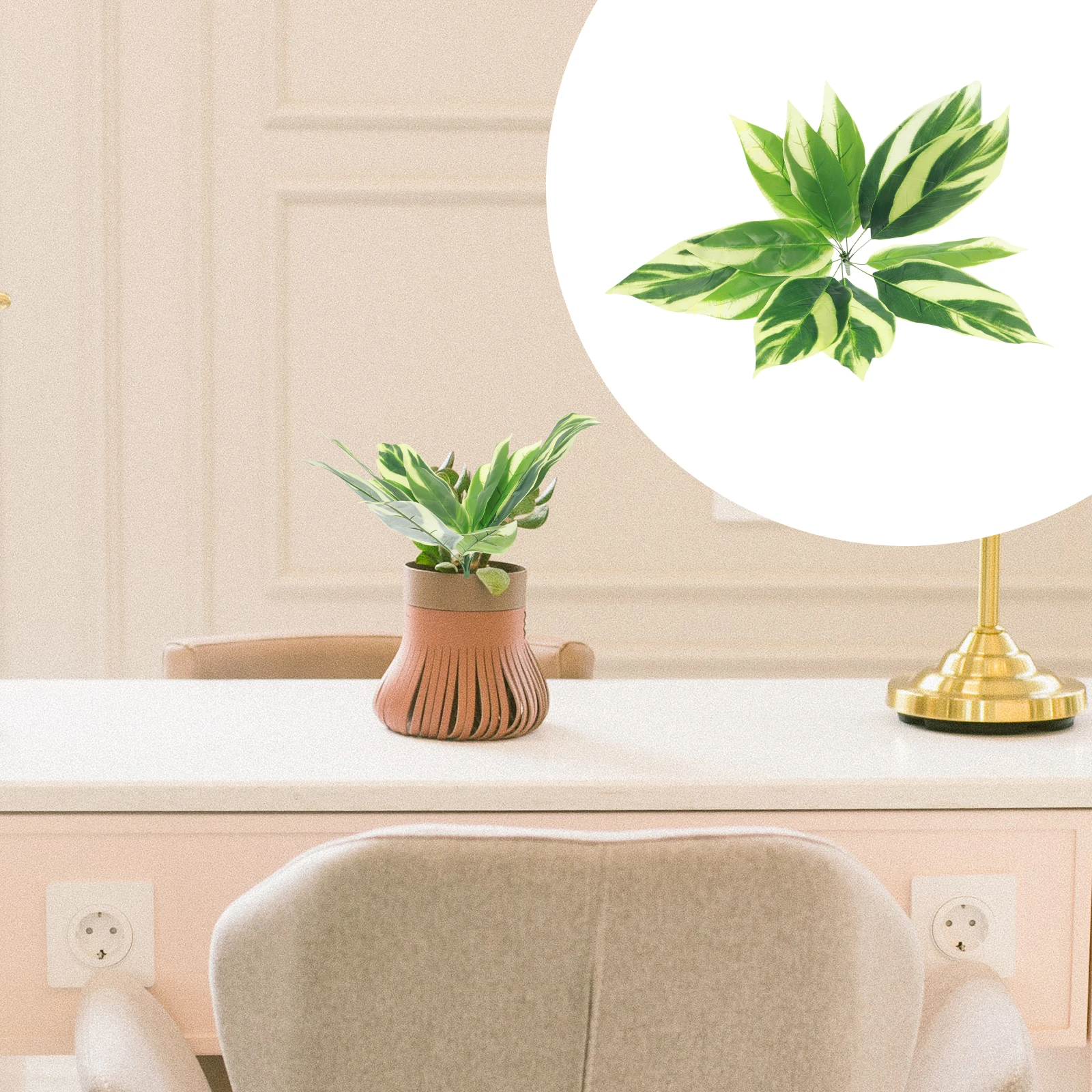 

3pcs Fake Leaf Bundle Large Green Leaves Decor For Wedding Party Background Wall Faux Tropical Leaves Decoration Office Home
