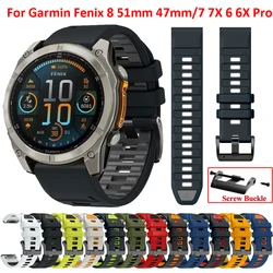 Compatible with Garmin Frnix 8 51mm 47mm Watch Bands Silicone Quick Release Straps For Fenix E 7 7X 6 6X Pro 5 5XPlus Smartwatch