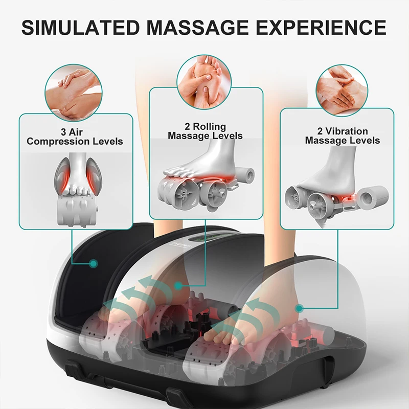 Nekteck Electric Foot Massager Heating Therapy Hot Compression Shiatsu Kneading Roller Muscle Relax Pain Relief Foot Massage