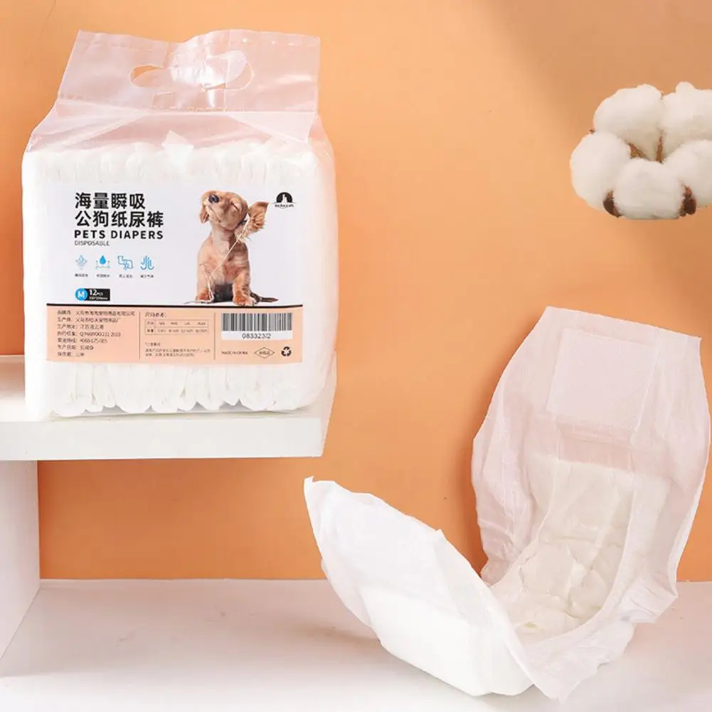 12Pcs Dog Diapers Male Disposable Puppy Diaper Leak-proof Design Thin And Breathable Menstruation Shorts Pet Diaper Pants