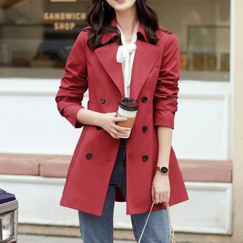 Spring and Autumn New Double Layer Windbreaker Mid-Length Version British Style Vintage Casual Loose Coat Over The Knee Overcoat