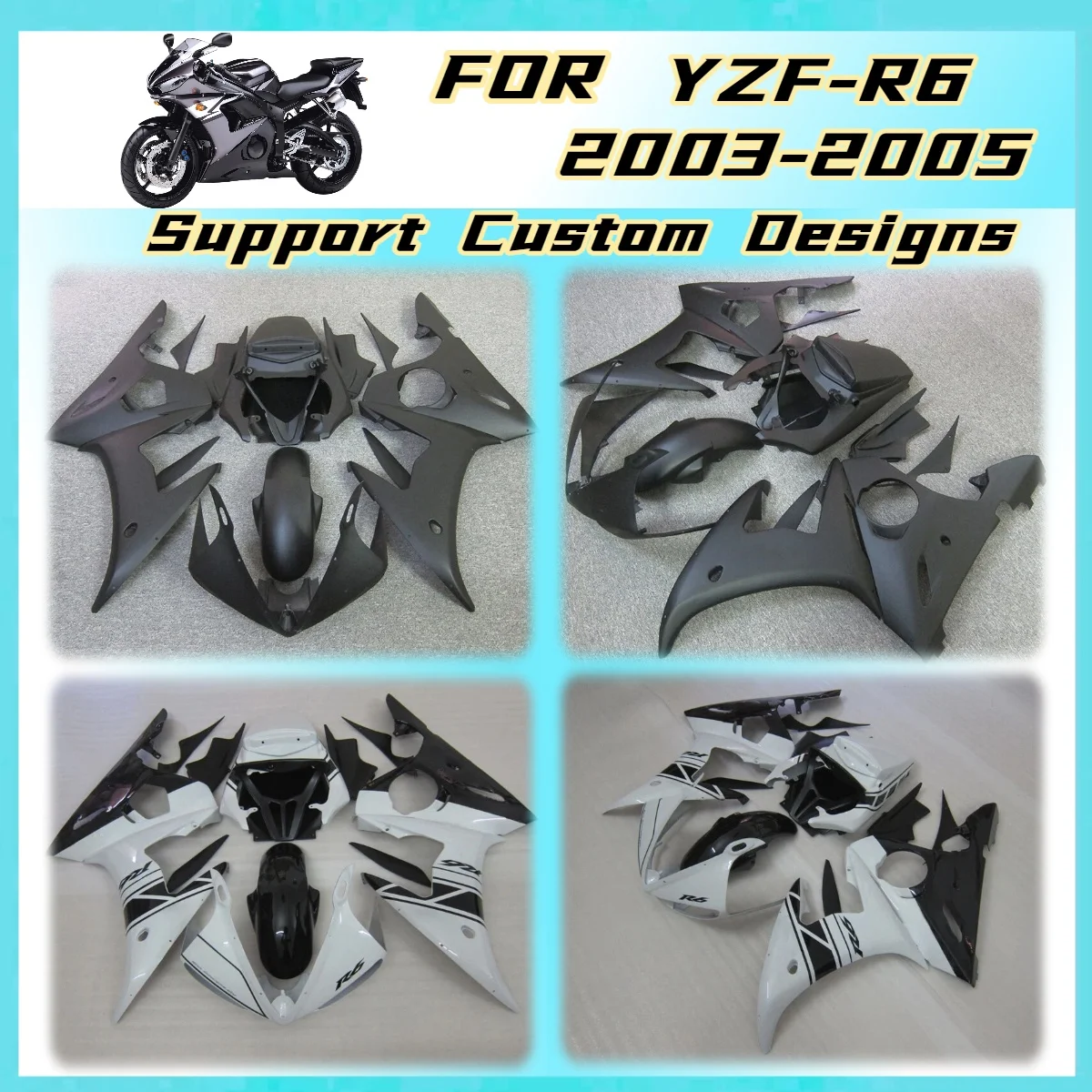 Custom Colors Styling 2003 2004 2005 YZFR6 High Quality ABS Plastic Fairings for Yamaha YZF R6 03 04 05 Fairing Kit