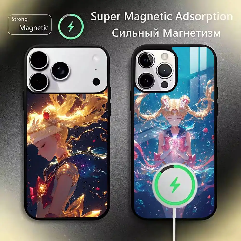 Anime S-Sailors Moon-s Phone Case For iPhone17,16,15,14,13,12,11 Plus,Pro,Max Magnetic with Wireless Charging