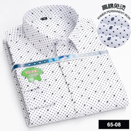 Imagen 2 del producto Camisas informales de manga larga para hombre, camisas suaves con bolsillo y botones de ajuste estándar de algodón con estampado de moda para hombre, vestido de oficina y negocios, nuevo
