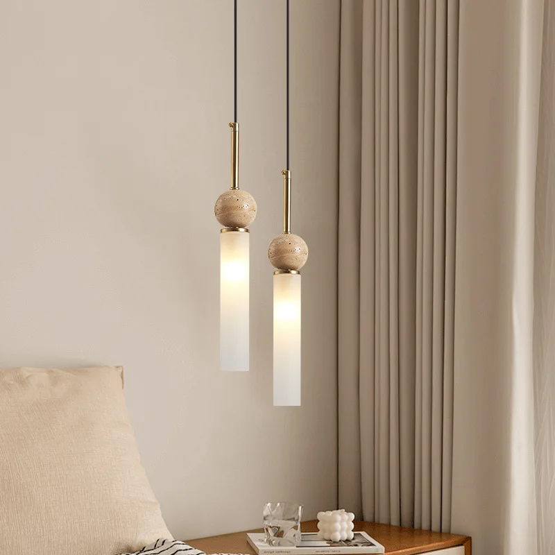 Nordic Modern Home Living Room LED Chandelier Bar Counter Bedroom Homestay Balcony Simple Yellow Cave Stone Chandelier
