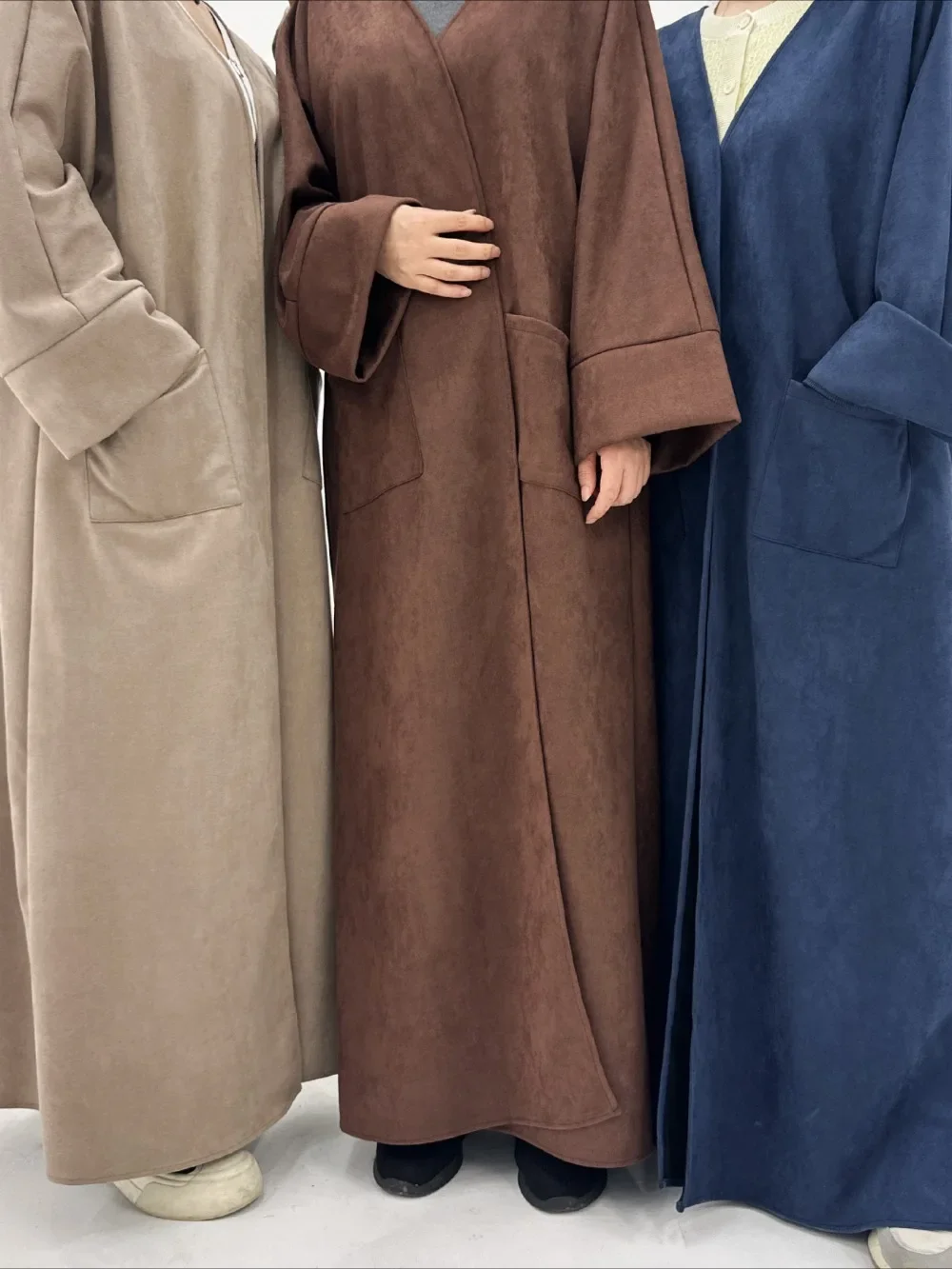 Eid Muslim Women Abaya Cardigan Robe Ramadan Morocco Pockets Open Kaftan Islam Vestidos Arab Dresses Jalabiya Autumn Winter 2025