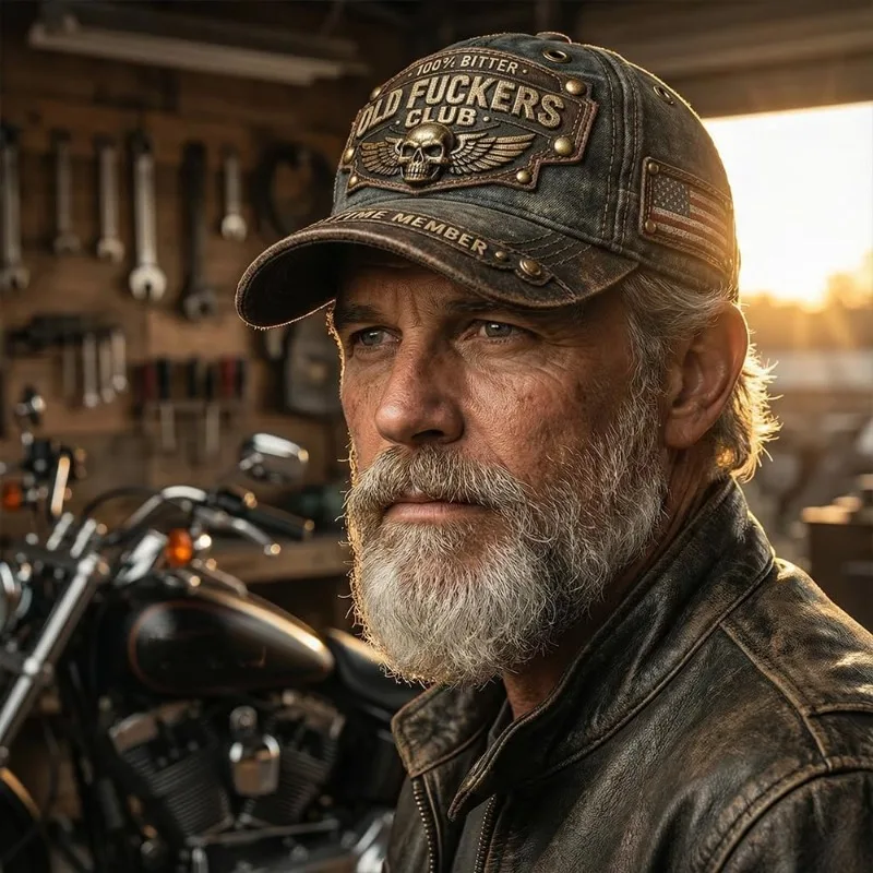 

Потертая хлопковая бейсболка с уникальной вышивкой - шляпа Old Fers Club Bitter Lifetime Member, мягкая стираная ткань