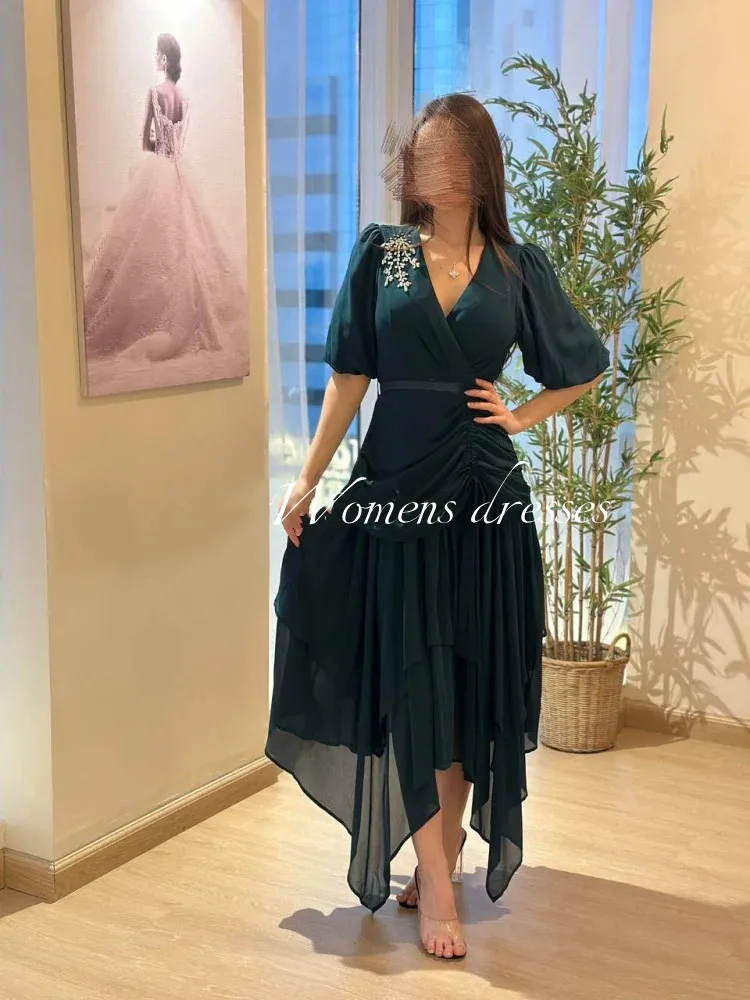 

Multilayer Evening Dresses Chiffon Long Dresses Half Sleeve Prom Dresses 2024 Luxury New Cocktail Prom Gown فساتين الحفلات