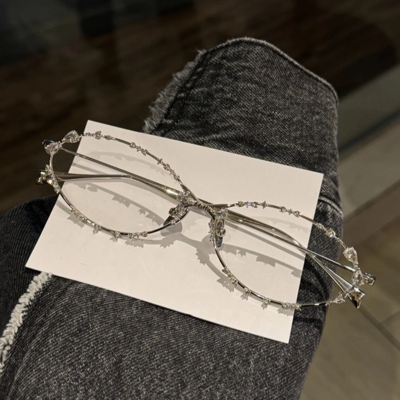 

2025 Colored Gemstones Glasses Frame High Quality Jewelry Optics Sun Glasses Anti-blue Light Polarization Fashion Glasses UV400