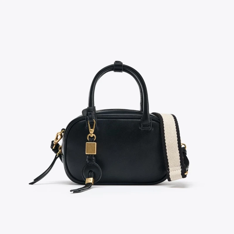 حقيبة ميني بوسطن TOPSTITCHED، حقيبة كروس نسائية عتيقة بحزام عريض، حقائب يد بتصميم فاخر للسيدات، حقيبة كتف صغيرة صلبة