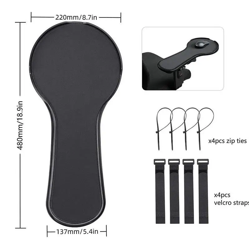 Ergonomic Arm Rest Mouses Pad Black Chair Arm Rest Adjustable Attaches To Chair Mouses Extension Tray Home