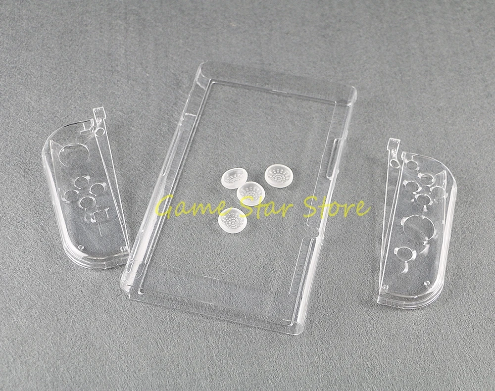 1set Replacement For Nintendo NS Switch Clear Transparent Crystal Case Protective Cover with Anti-slip Cap
