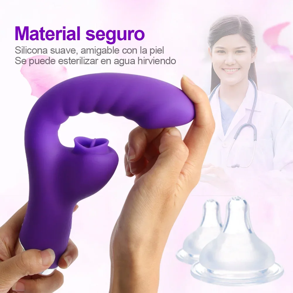 Vibrator Voor Vrouwen 2 In 1 Likken Machine Clitoris Stimulator G-Spot Krachtige Vibro Dildo Wand Vrouwelijke Clit Sucker volwassen Speeltjes