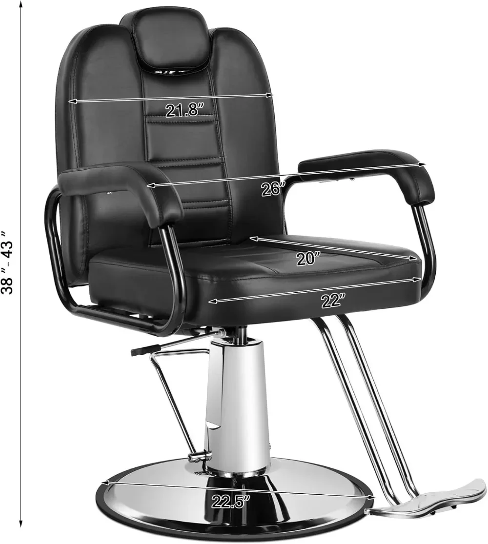 Barbers Chairs, Heavy Duty Hydraulic Reclining Salon Chair Spa Furniture Shampoo Reclining Extra Wider Seat Beauty Hair(Black)