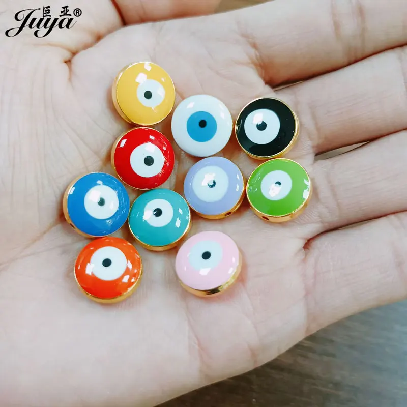 

10pcs Round Turkish Evil Eye Beads 13mm Enamel Spacers Beads For Jewelry Making Supplies DIY Bracelets Earrings Accessories