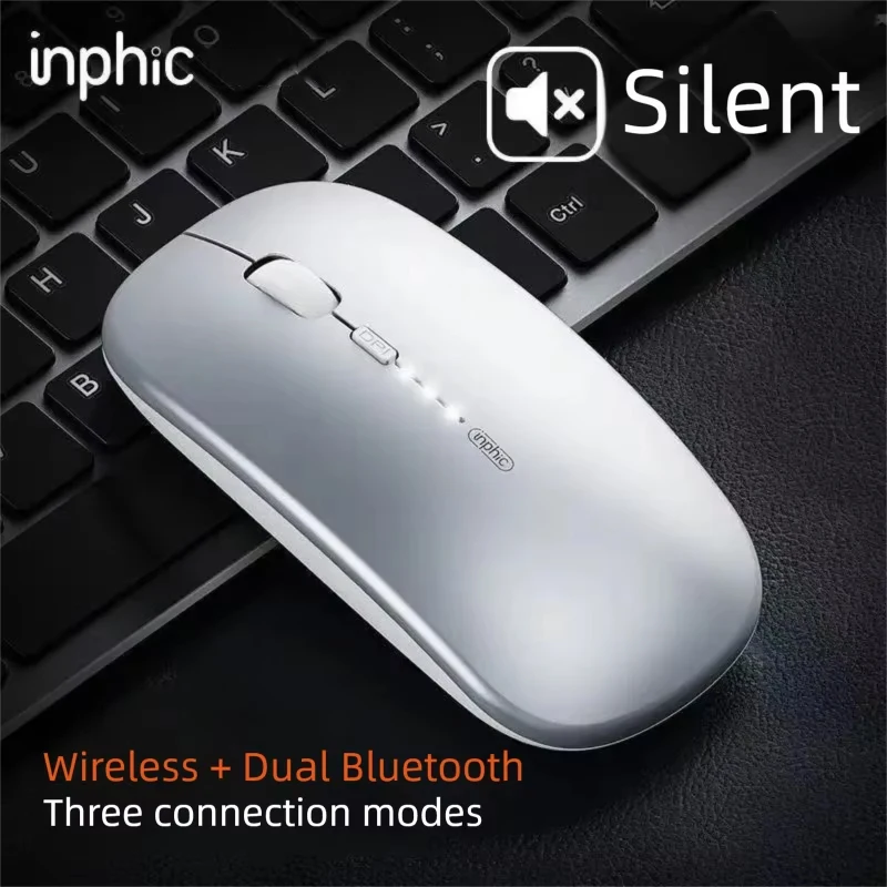 Inphic M1PRO Silent Wireless Mouse 2.4G Bluetooth 4.0 5.0 With Battery Indicator Ultra Slim Portable Quiet Mouse For Office Lapt