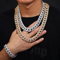 20mm Big Heavy 4 Rows CZ Stone Paved Bing Iced Out Solid Round Cuban Miami Link Chain Necklaces for Men Hip Hop Rapper Jewelry