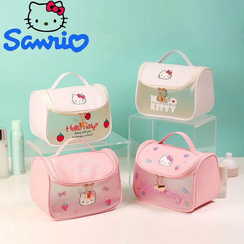 Borsa cosmetica Sanrio Hello Kitty Bag Kuromi My Melody borsa per il trucco borsa per il lavaggio portatile trasparente conservazione di bellezza