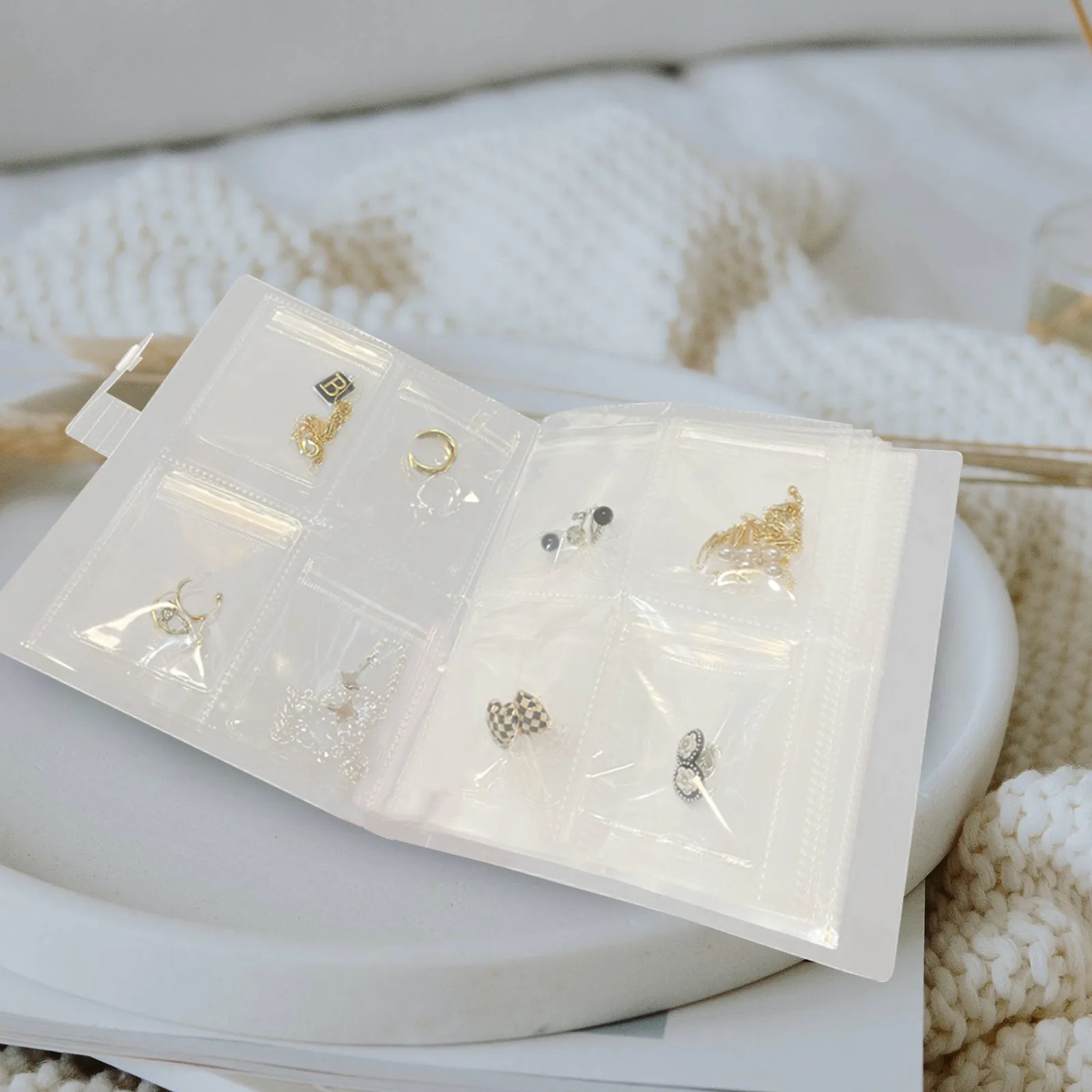 

1Set Jewelry Collect Book Necklace Organizer Earring Bag Multipurpose Storage Pouches Easy to Use Portable Jewelry Bag
