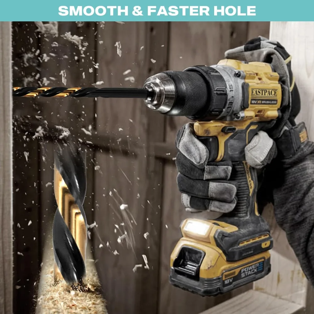 Set Mata Bor Baja Kecepatan Tinggi (HSS), 29 Buah, Ukuran dari 1/16 hingga 1/2 Inci, Lapisan Hitam dan Emas, Panjang Jobber, Index Case I