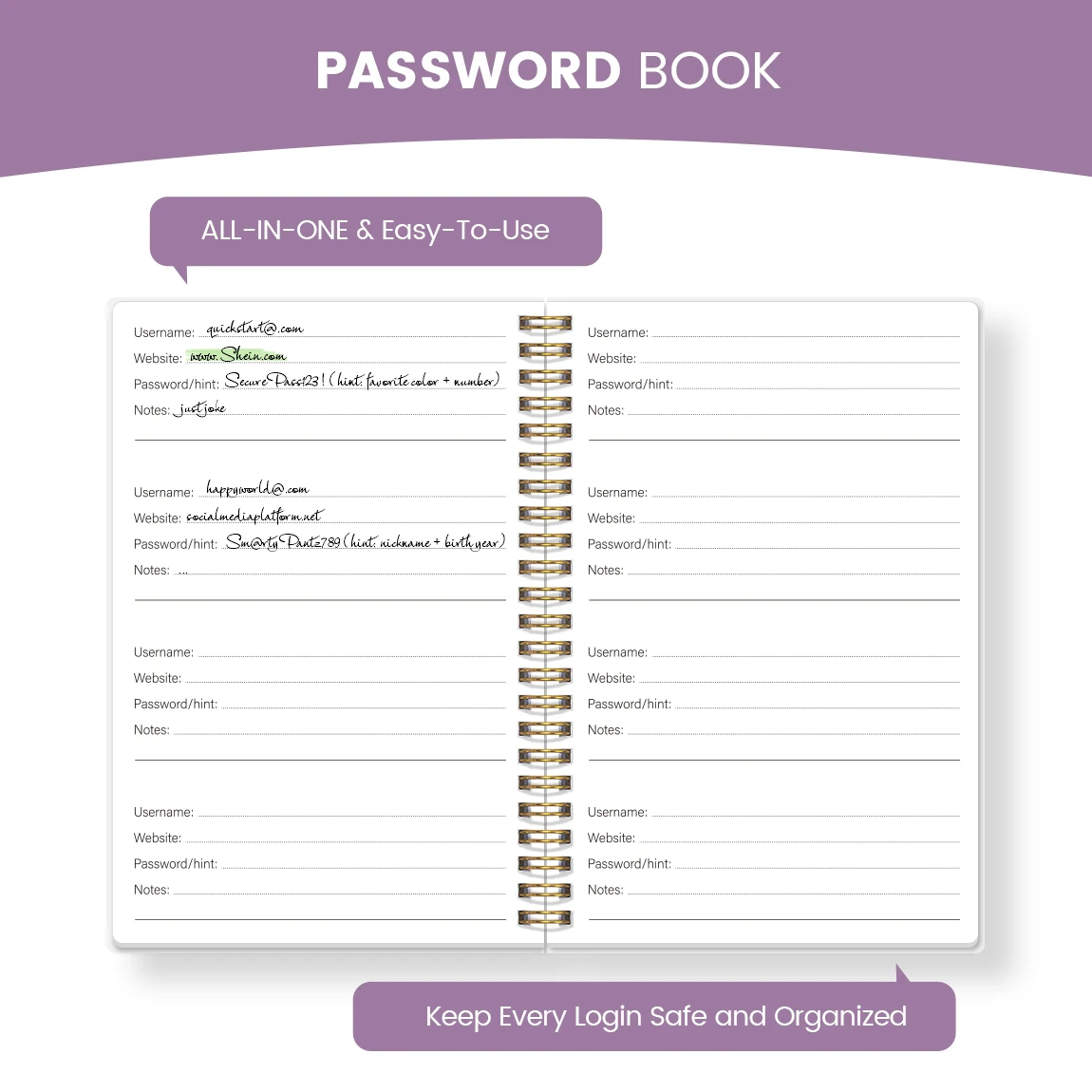 Minimalist Password Book A5 Spiral Notebook Password Organizer Journal Login Tracker Secure Record Notebook
