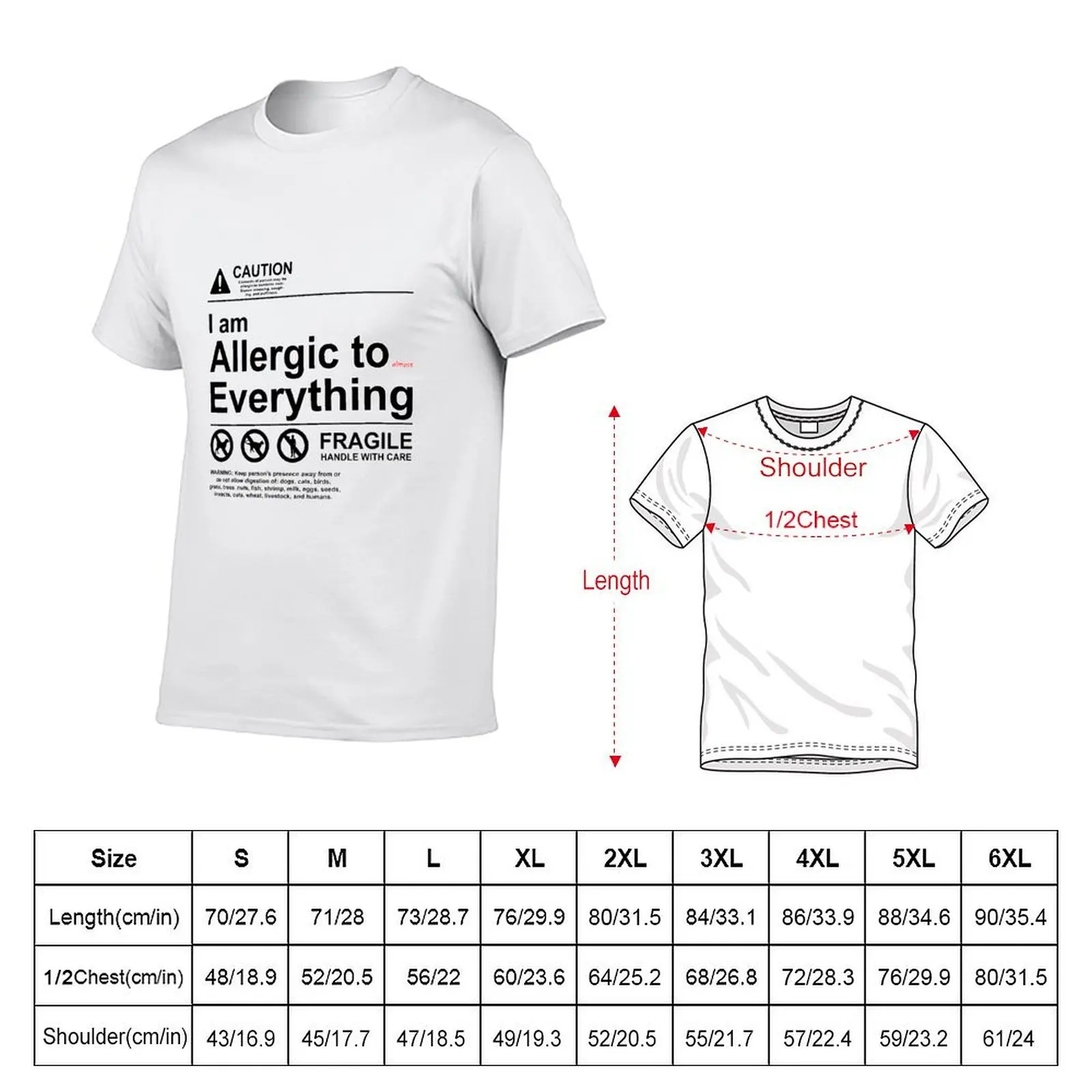 I am Allergic to Almost Everything - Black Font T-Shirt Retro Graphic Print T-Shirt
