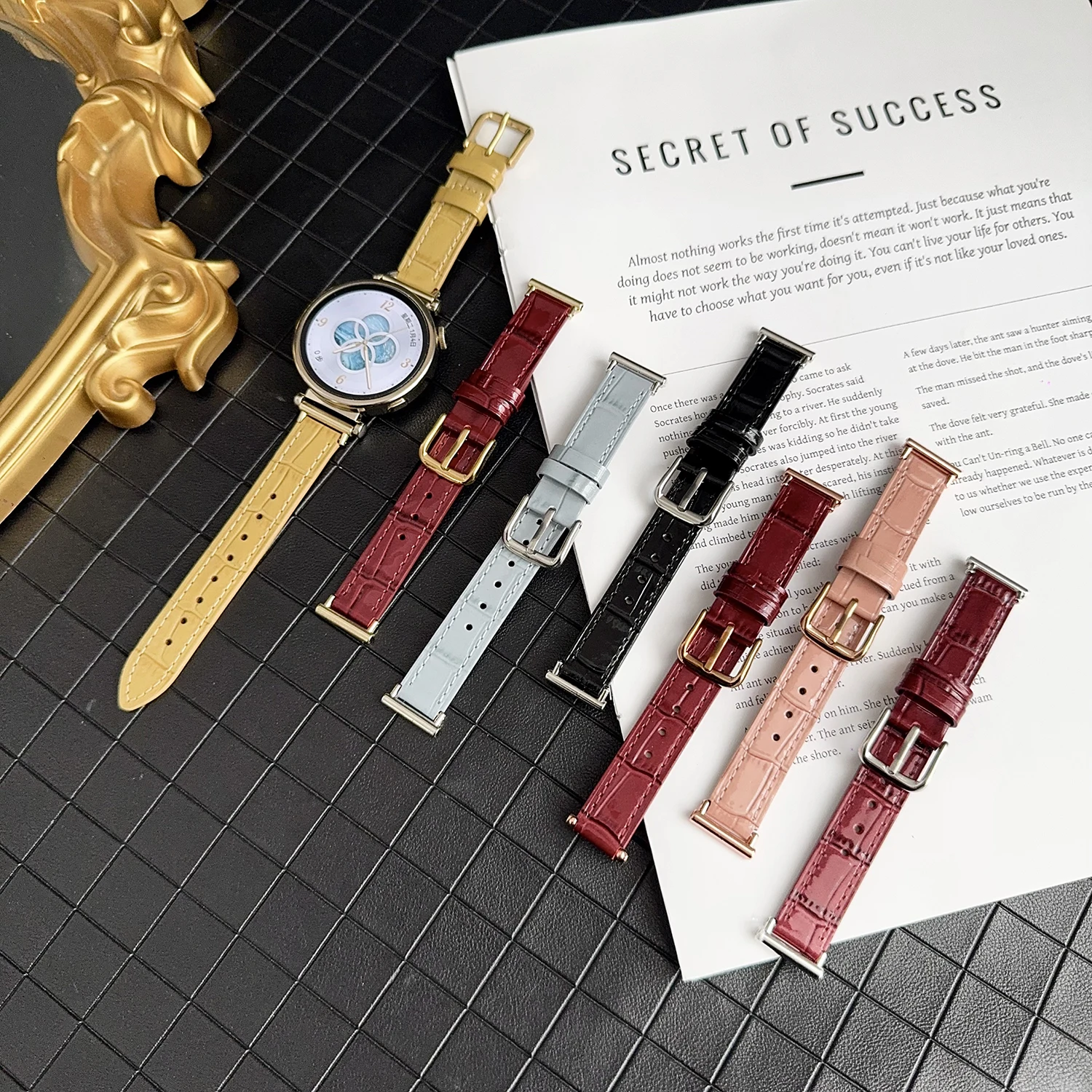 

Яркий кожаный ремешок с бамбуковой текстурой для Huawei Band 8/9/10 GT4/5/6 41 мм, женский ремешок для Xiaomi Band 8/9 pro/10, универсальный 18 20