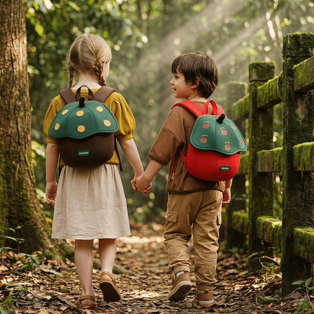 Double Shoulder Fruits Mushroom Backpack Large Capacity Schoolbag Children School Bag Handbag Korean Style Kindergarten Backpack