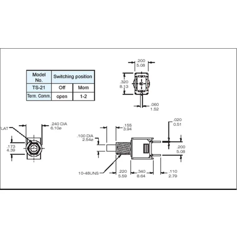 2pcs/lots Taiwan TS-22 Miniature 2-Pin Pushbutton Self-Resetting Keyswitch Normally Closed 4mm Opening 1A TS-22(2P2)-SBR