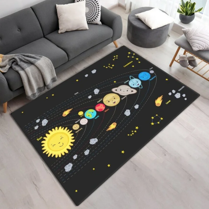 Planets of the Solar System Carpet Play Rug Bedroom Decor Baby Boys Girls Gift Personalized Kids Carpet Home Decor Birthday Gift