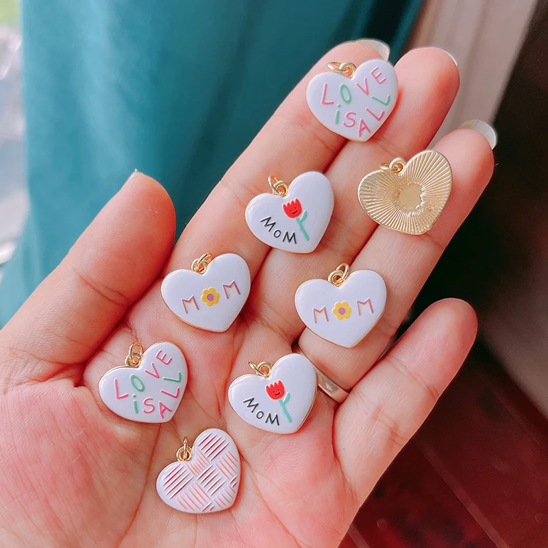 Lot 2pcs Trendy Heart Star Charm Pendant,Love Kiss Mom Lucky Letter Choker DIY Jewelry Making Necklace Bracelet Supplies L46 view 6