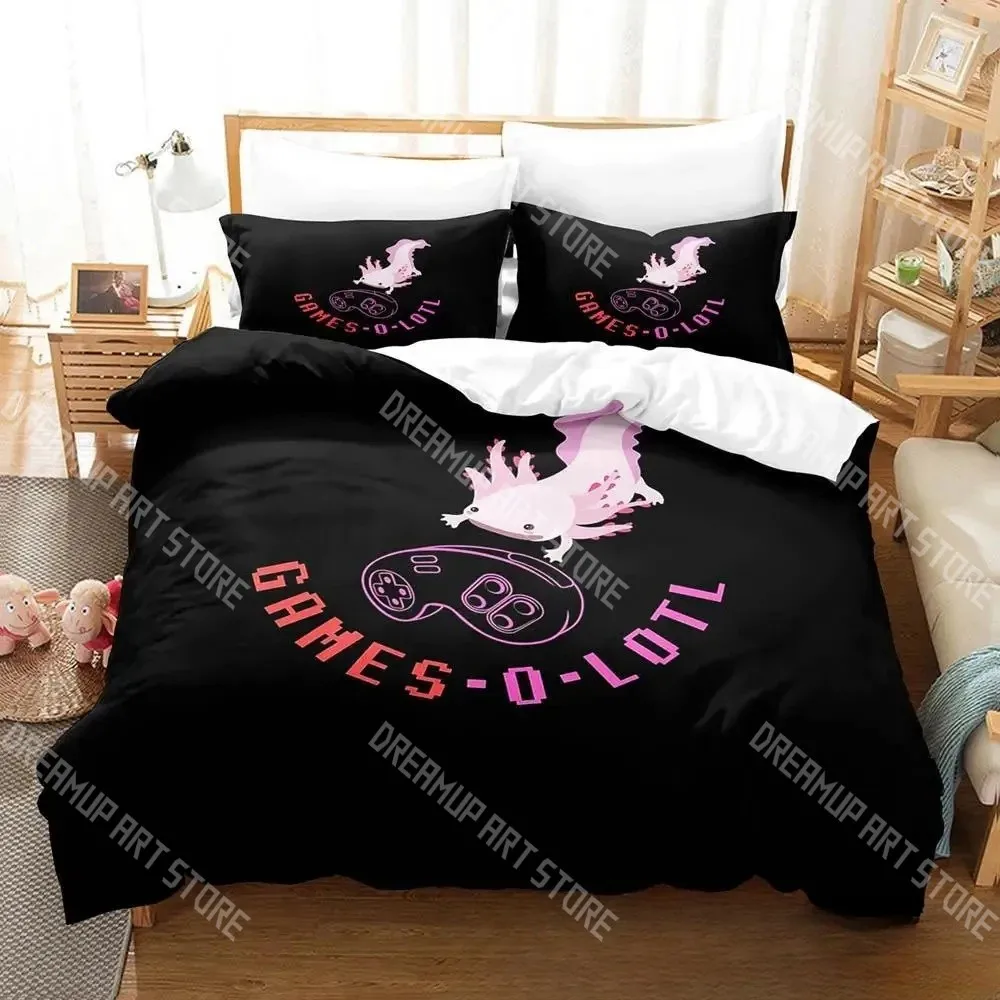 

Axolotl Single-sided Printed Bedding Set ,Comforter Gamer Kawaii Pastel Duvet Bedding Cover Pillows Comfortable Bedspreads Queen