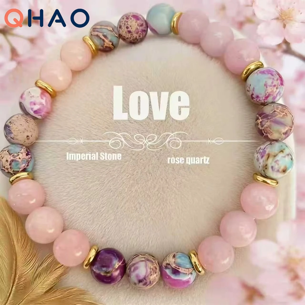 Colorful Imperial Jasper Rose Quartz Beaded Bracelet Women Fashion Jewelry for Love and Friendship Bracelet for Women Charm