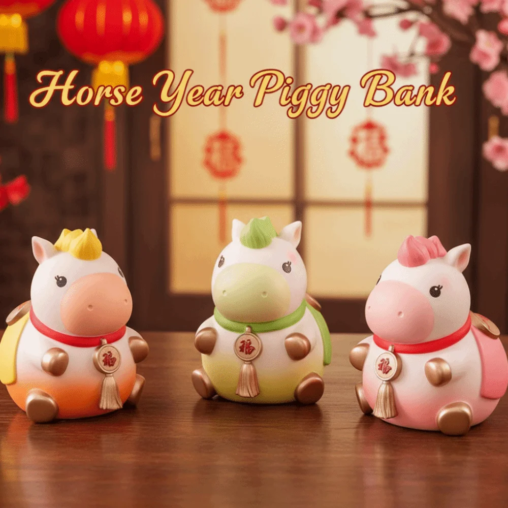 مكافحة قطرة الحصان سنة حصالة على شكل حيوان التوفير خزان سعة كبيرة الكرتون الحصان صناديق المال نموذج ديكور الحصان حصالة على شكل حيوان حلية #1
