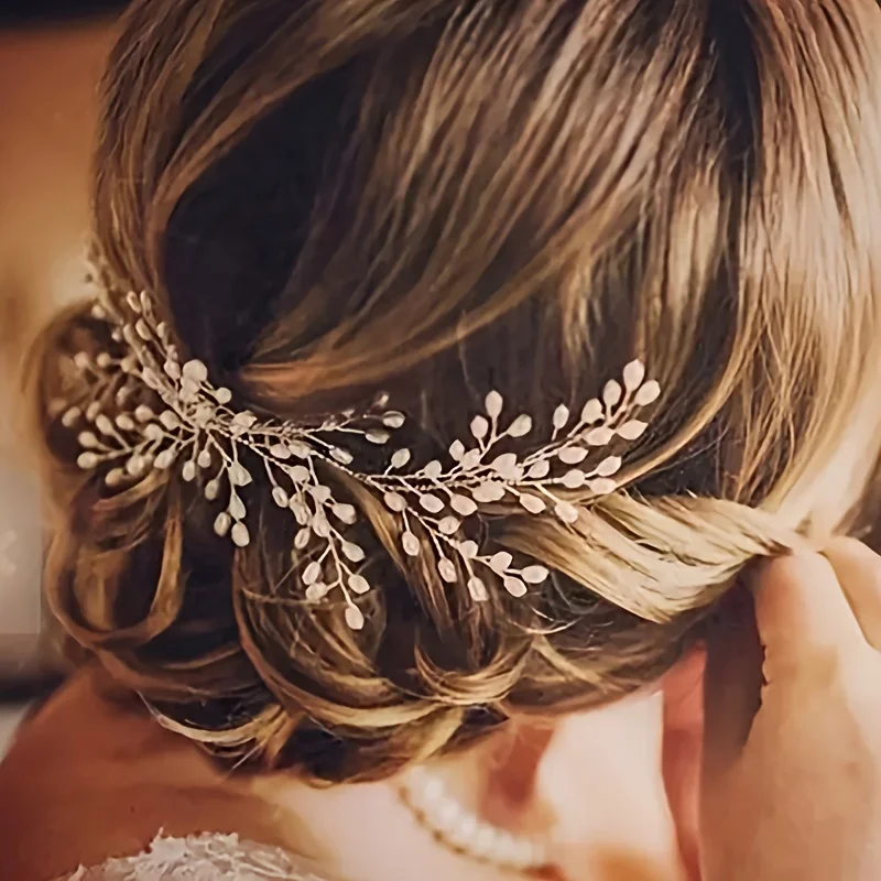 Silver Color Pearl Hair Comb Pin Band Headband Tiara For Women Bride Party Wedding Bridal Hair Accessories Jewelry Comb Band