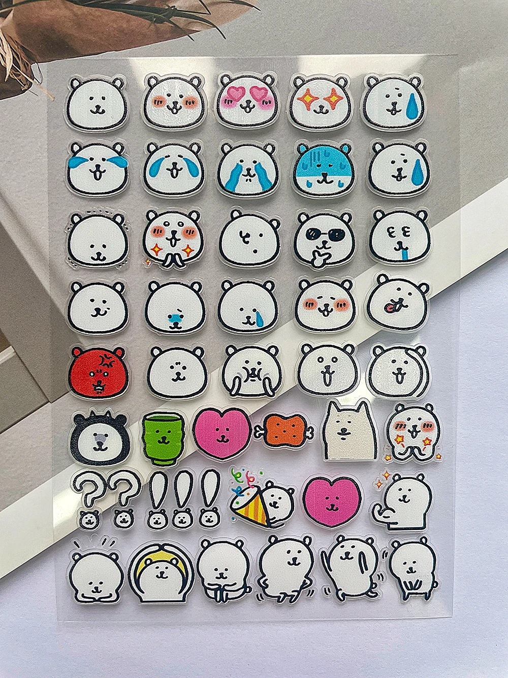 Kawaii Joke Bear naklejki przezroczyste wodoodporne album do scrapbookingu Diy naklejki dekoracje estetyczne artykuły papiernicze prezenty naklejka na paznokcie z pcv