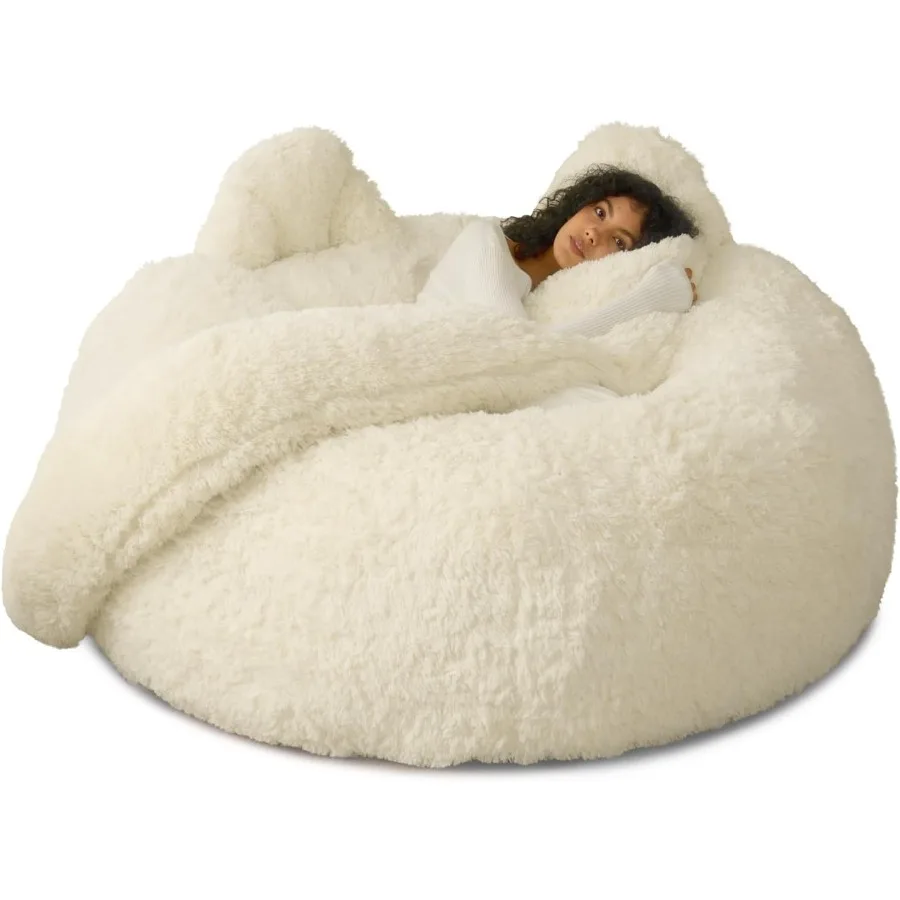 كرسي بين باج العملاق بطول 5.2 قدم مستوحى من توتورو رقيق وناعم مع حشوة إسفنجية تتميز بغطاء مريح من الفرو الصناعي مثالي للبالغين #1