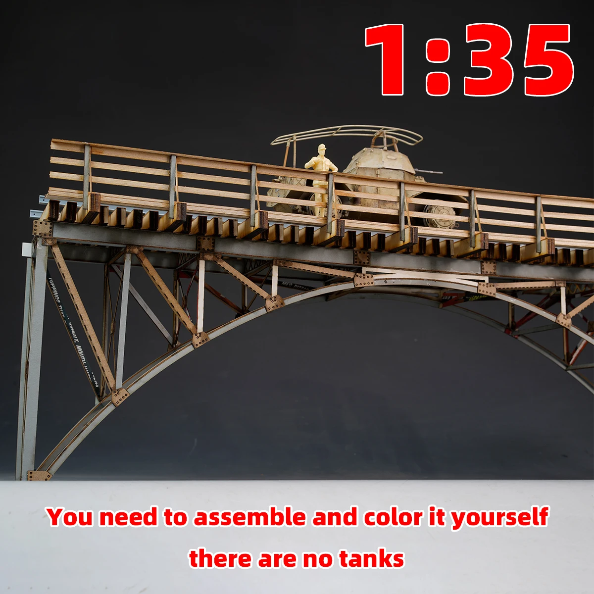 Architekturmodell-Bausatz Miniaturbrücke Holzbrücke Stahlbrücke EISENBAHNBRÜCKE Diorama Maßstabsmodell-Bausatz 1/35 – Detail 5