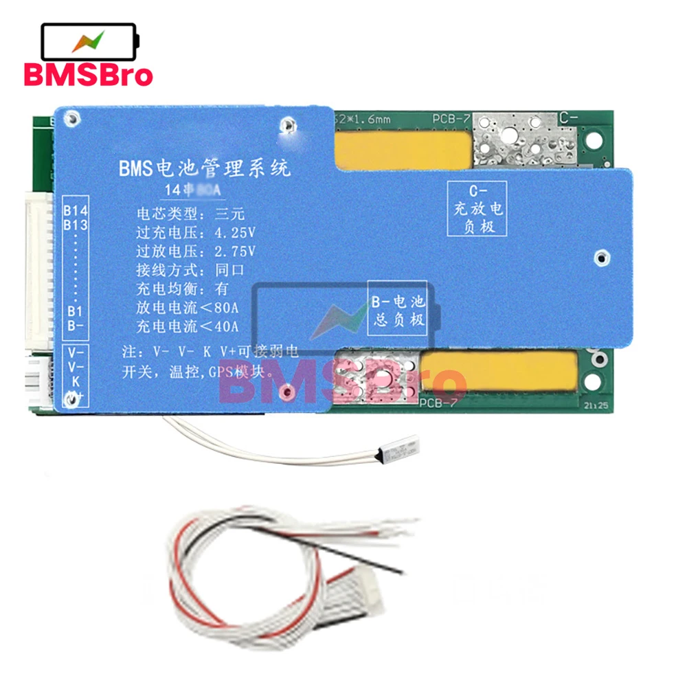 BMS 14S 52V 50A litowo-jonowy akumulator litowy Balancer Charge Board z regulacją temperatury Charge Discharge Protect dla roweru elektrycznego