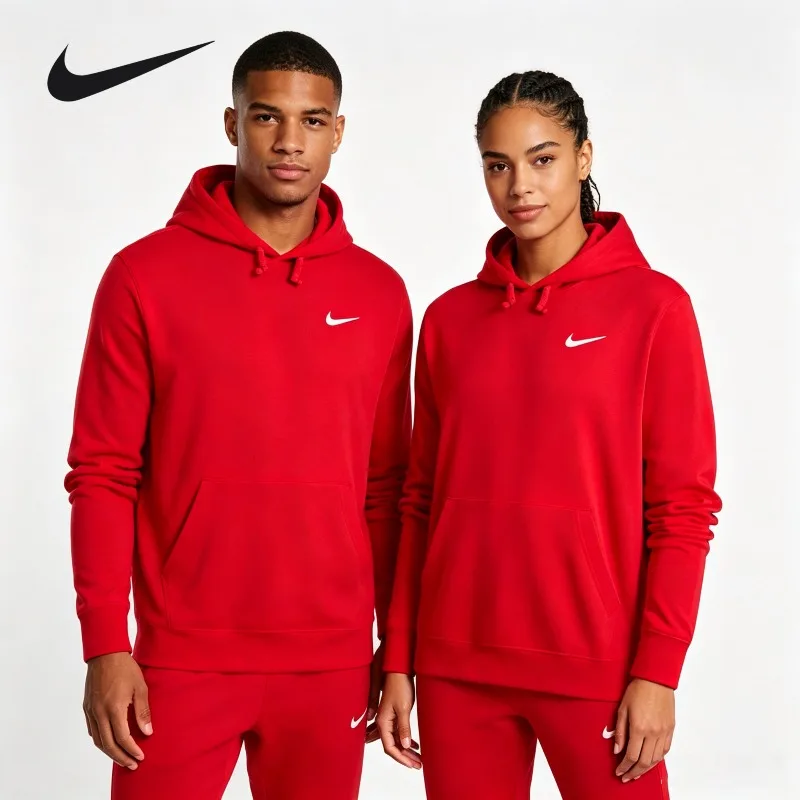 Nike Patchwork Hoodie Contrast Fabric Urban Aesthetic Loose Casual Spring Autumn OutfitHF1177-657 1PCS