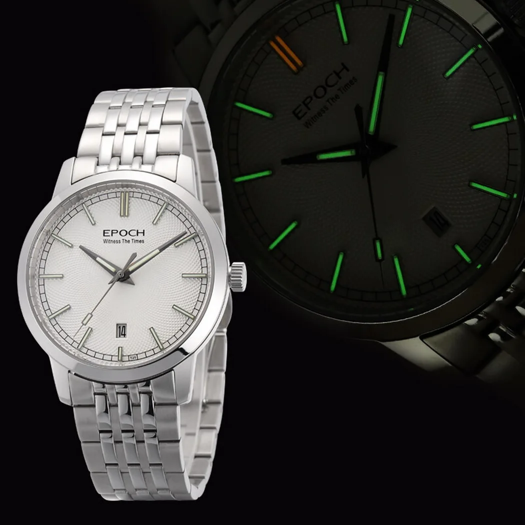 

Мужские автоматические часы EPOCH, 40 мм, ультратонкие механические наручные часы со светящимися трубками, 10 атм, водонепроницаемые, с сапфировым стеклом, Miyota 9015, дата