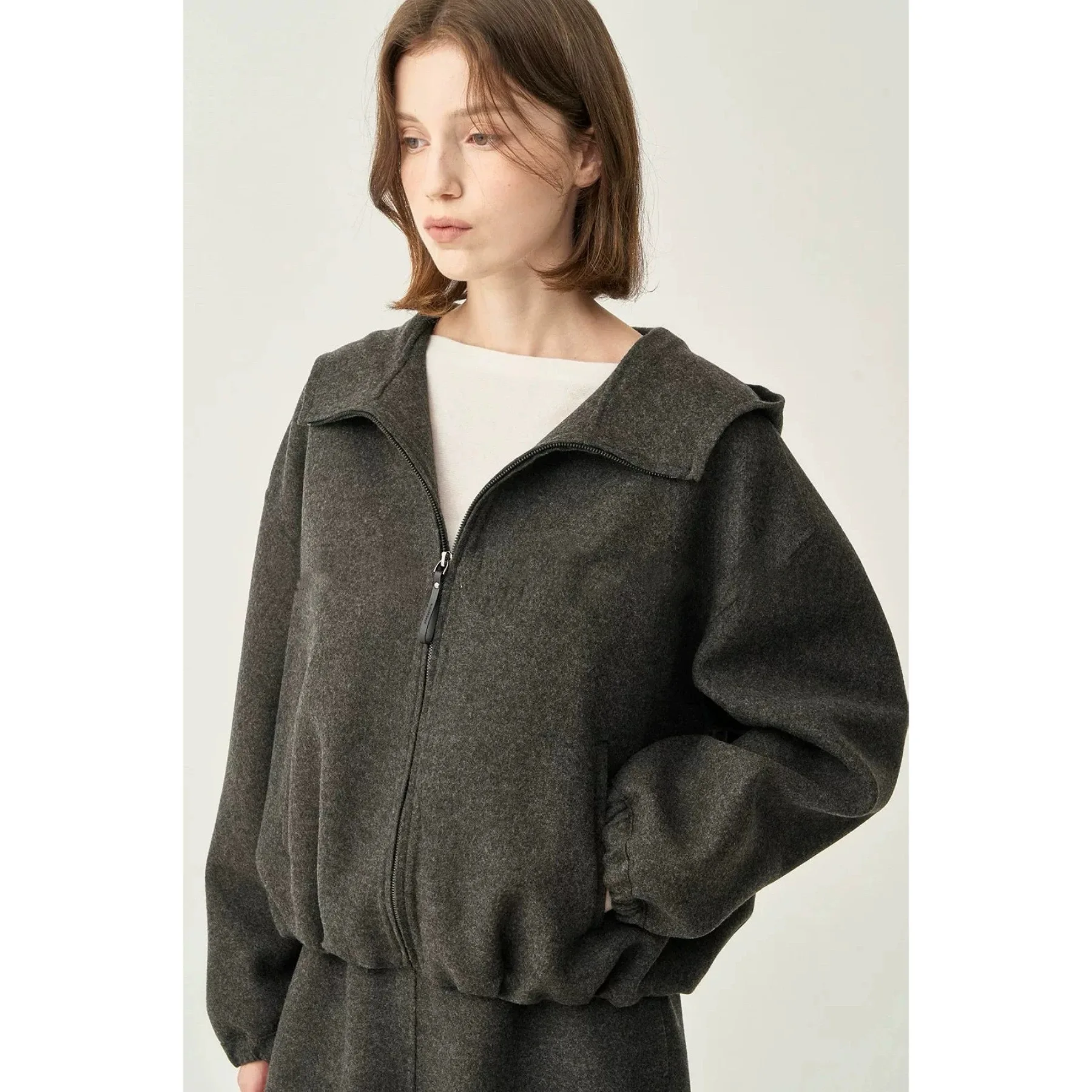

Lemon Cheese Cas25 Autumn Faion Casual All-Match Hooded Pleated Camere ort Coat Two Colors Commute Sle Loose Fit