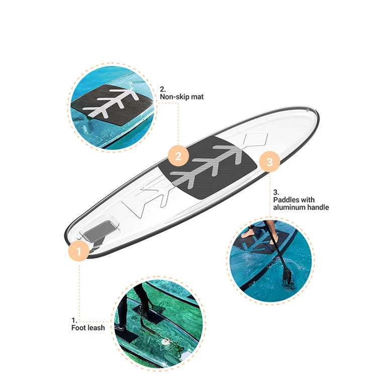 

2024 прозрачная доска для серфинга с противоударным прозрачным дном, прочная прозрачная доска для серфинга, Уличное оборудование для водных видов спорта