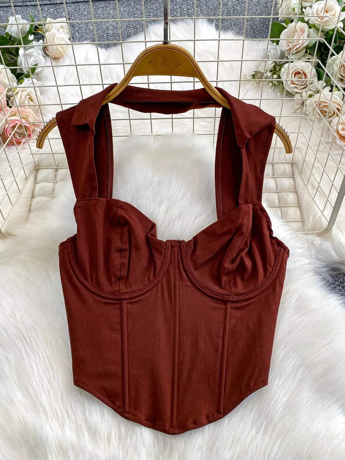 Sexy Quadrat Kragen Hängen Ne Strap frauen Herbst Winter Abnehmen ort Jeans Top Design Sensation Innere Tragen Fem Faion